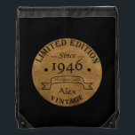 Personalized vintage 90th birthday gifts drawstring bag<br><div class="desc">You can add some originality with this limited edition, premium quality, and original, classy, retro, and vintage-looking birthday graphic design with a cool typography font. This is a great gift idea for men, women, husbands, wives, girlfriends, and boyfriends who will love this one-of-a-kind piece of art. The best unique and...</div>