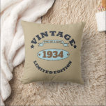 Personalized vintage 90th birthday gifts throw pillow<br><div class="desc">You can add some originality to your wardrobe collection with this vintage, retro, rustic graphic design with awesome typography font lettering, which is a great gift idea for men, women, husbands, wives, grandma, and grandpa who will love this one-of-a-kind artwork. The best funny holiday present for your happy birthday party....</div>