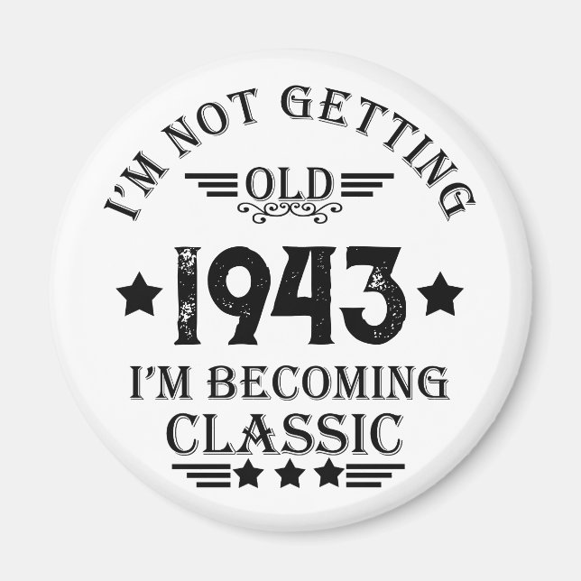Personalized vintage 90th birthday party magnet (Front)