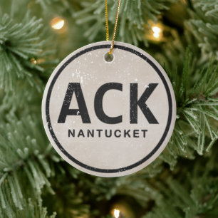 Personalized Vintage ACK Nantucket Massachusetts Ceramic Ornament