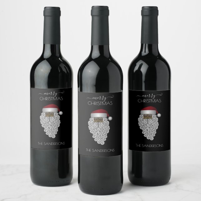 Personalized Vintage African American  Santa black Wine Label (Bottles)