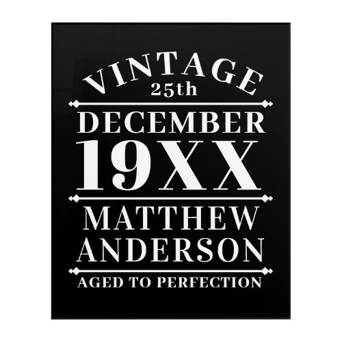 Personalized Vintage Aged to Perfection Acrylic Print
