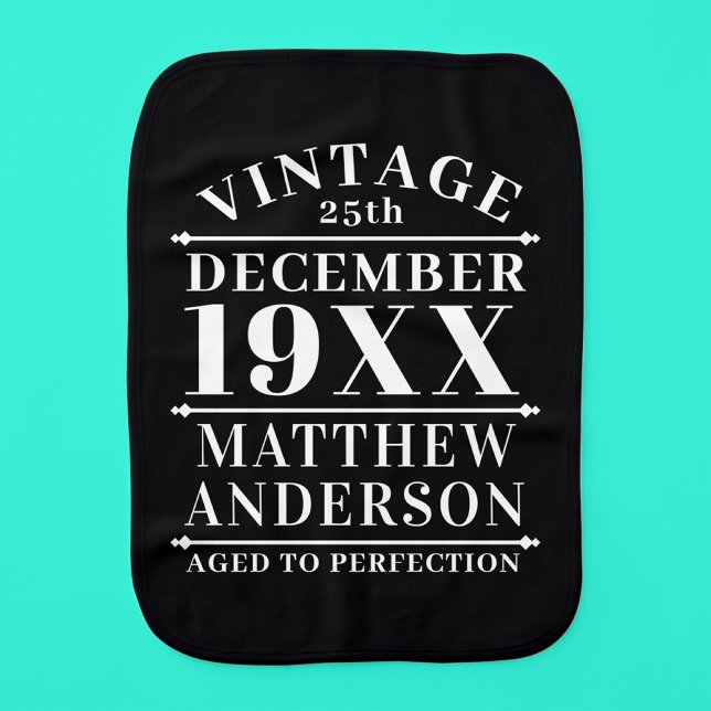 Personalized Vintage Aged to Perfection Baby Burp Cloth (Creator Uploaded)