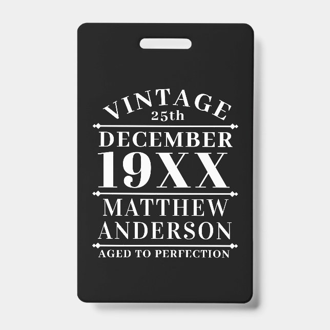Personalized Vintage Aged to Perfection Badge (Front)