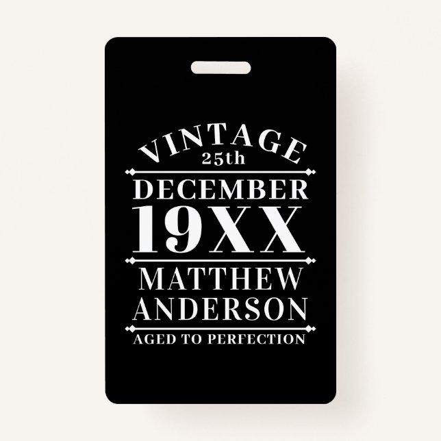 Personalized Vintage Aged to Perfection Badge (Front)
