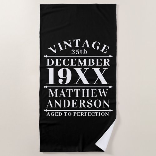 Personalized Vintage Aged to Perfection Beach Towel