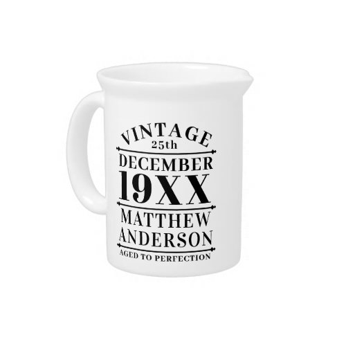 Personalized Vintage Aged to Perfection Beverage Pitcher