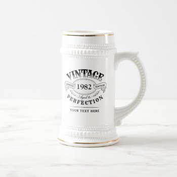 Personalized Vintage Aged To Perfection Birthday Beer Stein by AvaPaperie at Zazzle