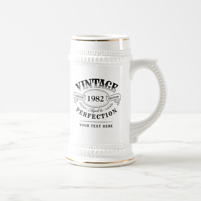 Personalized Vintage Aged To Perfection Birthday Beer Stein (Right)