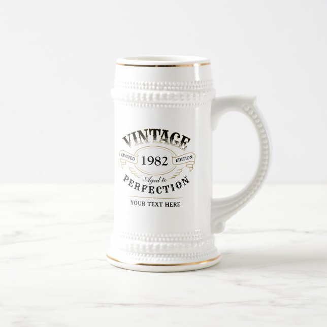 Personalized Vintage Aged To Perfection Birthday Beer Stein (Right)