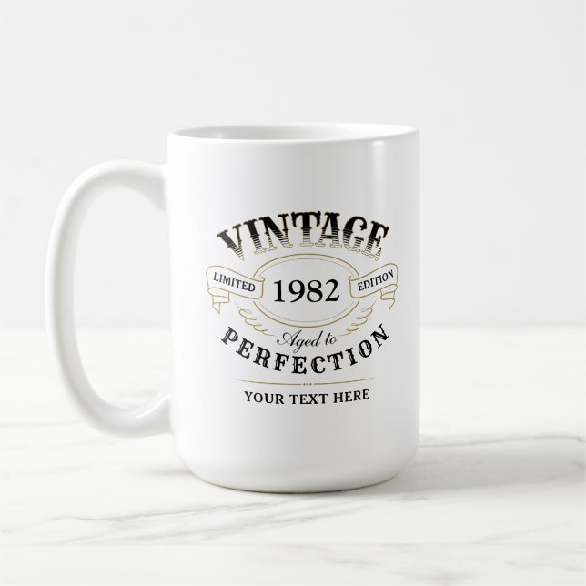 Personalized Vintage Aged To Perfection Birthday  Coffee Mug (Left)