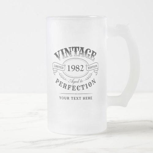 Personalized Vintage Aged To Perfection Birthday Frosted Glass Beer Mug