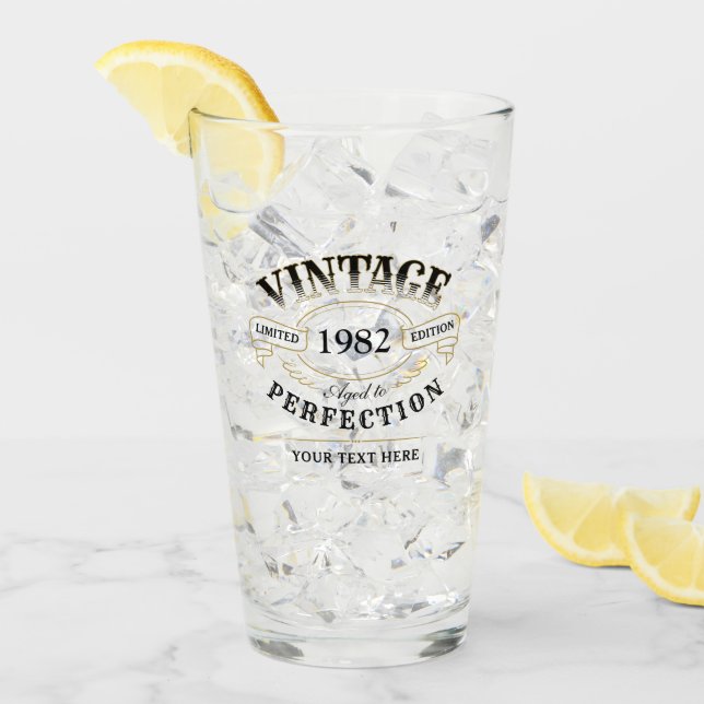 Personalized Vintage Aged To Perfection Birthday Glass (Front Ice)