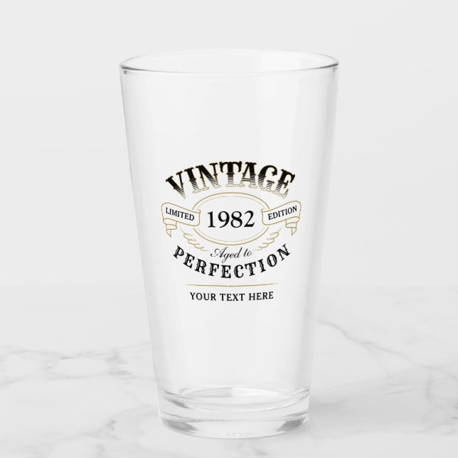 Personalized Vintage Aged To Perfection Birthday Glass (Front)
