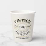 Personalized Vintage Aged To Perfection Birthday Paper Cups<br><div class="desc">Black gold and beige fun vintage aged to perfection adult birthday paper cups for men,  great for any age birthday celebration,  or other occasions. Custom it with your own text.</div>
