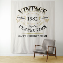 Personalized Vintage Aged To Perfection Birthday  Tapestry