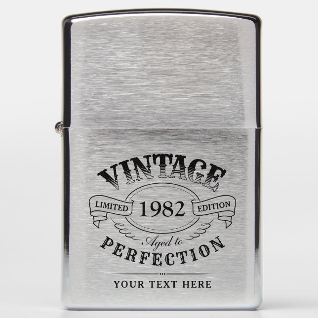 Personalized Vintage Aged To Perfection Birthday Zippo Lighter (Front)
