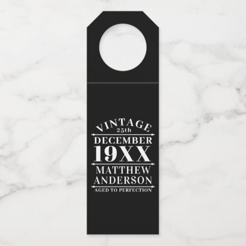 Personalized Vintage Aged to Perfection Bottle Hanger Tag