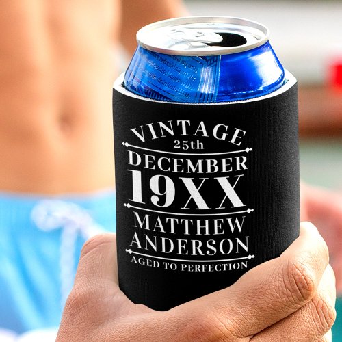 Personalized Vintage Aged to Perfection Can Cooler