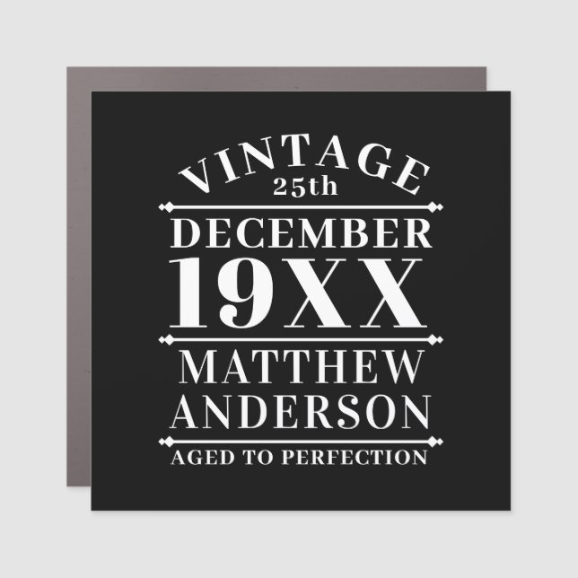 Personalized Vintage Aged to Perfection Car Magnet (Front)