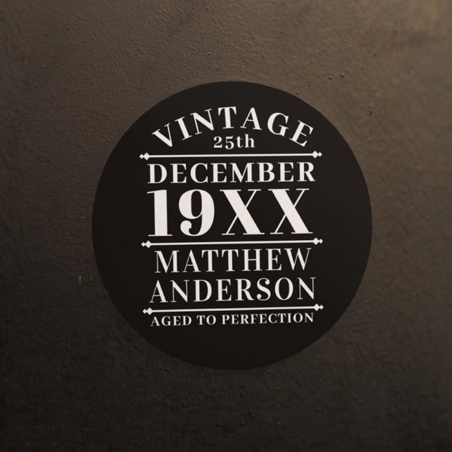 Personalized Vintage Aged to Perfection Classic Round Sticker (Creator Uploaded)