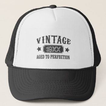 Personalized Vintage Aged To Perfection Custom Trucker Hat by CustomizedCreationz at Zazzle