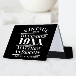 Personalized Vintage Aged to Perfection Desk Business Card Holder