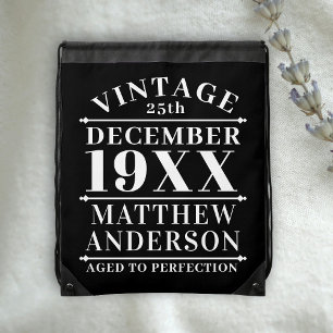 Personalized Vintage Aged to Perfection Drawstring Bag
