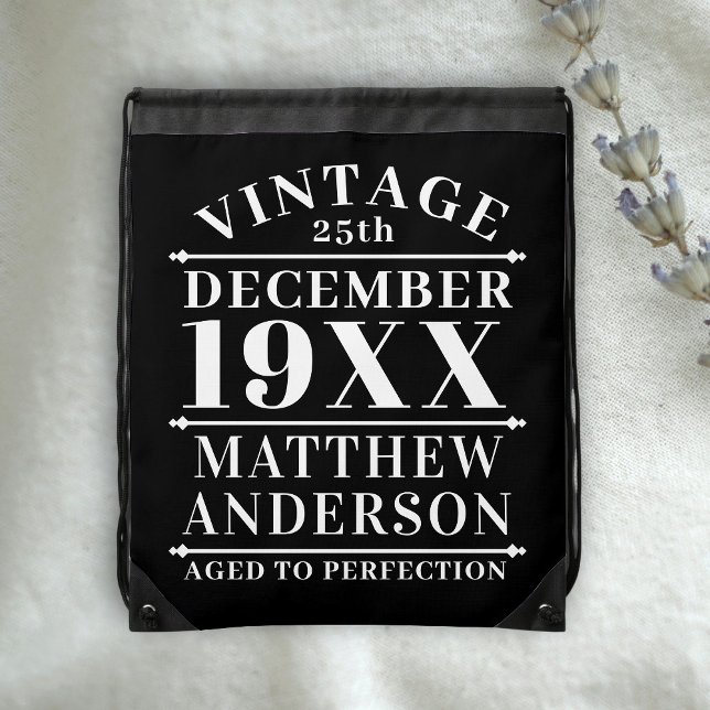 Personalized Vintage Aged to Perfection Drawstring Bag (Creator Uploaded)