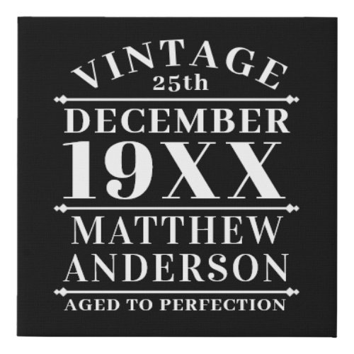 Personalized Vintage Aged to Perfection Faux Canvas Print