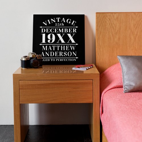 Personalized Vintage Aged to Perfection Faux Canvas Print