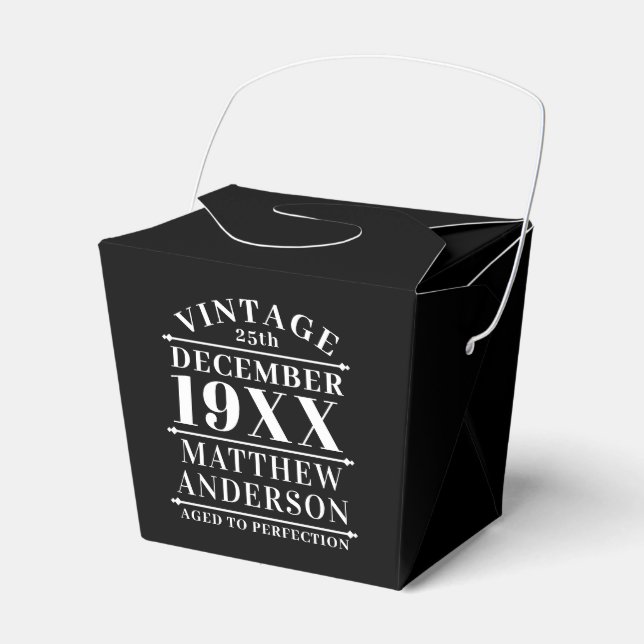 Personalized Vintage Aged to Perfection Favor Boxes (Front Side)