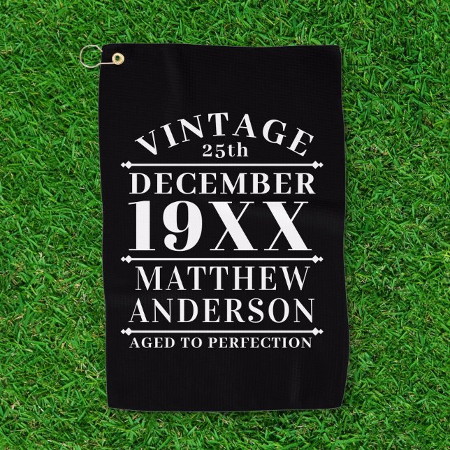 Personalized Vintage Aged to Perfection Golf Towel (Creator Uploaded)