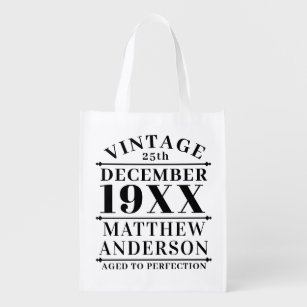 Personalized Vintage Aged to Perfection Grocery Bag