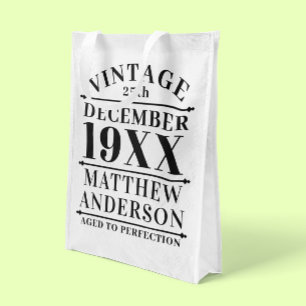 Personalized Vintage Aged to Perfection Grocery Bag