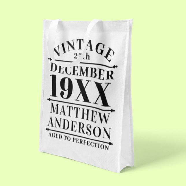Personalized Vintage Aged to Perfection Grocery Bag (Creator Uploaded)