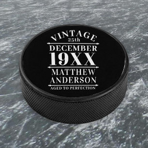 Personalized Vintage Aged to Perfection Hockey Puck