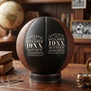 Personalized Vintage Aged to Perfection Mini Basketball