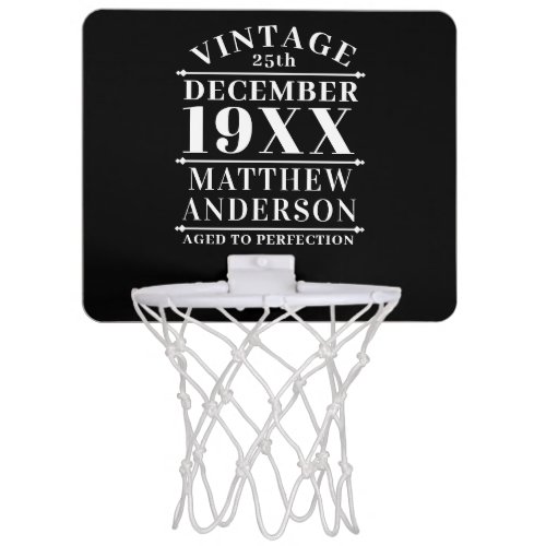 Personalized Vintage Aged to Perfection Mini Basketball Hoop