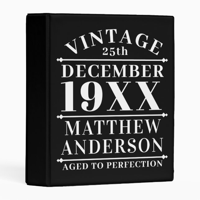 Personalized Vintage Aged to Perfection Mini Binder (Front/Spine)