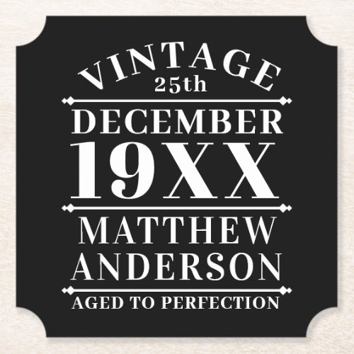 Personalized Vintage Aged to Perfection Paper Coaster