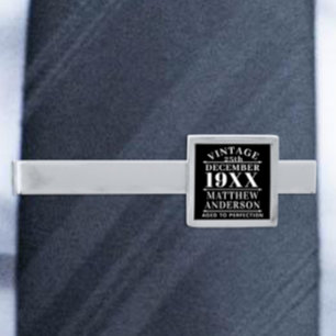 Personalized Vintage Aged to Perfection Silver Finish Tie Bar