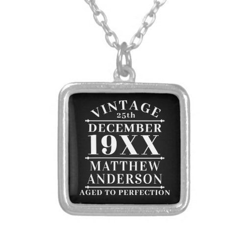 Personalized Vintage Aged to Perfection Silver Plated Necklace