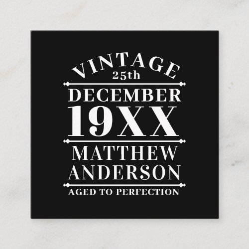 Personalized Vintage Aged to Perfection Square Business Card