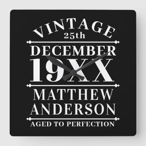 Personalized Vintage Aged to Perfection Square Wall Clock