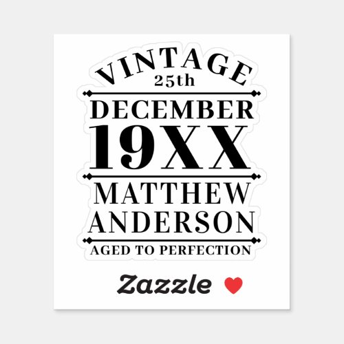 Personalized Vintage Aged to Perfection Sticker