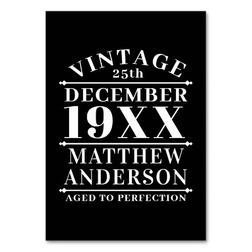Personalized Vintage Aged to Perfection Table Number