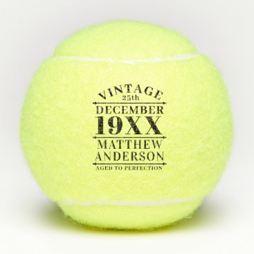 Personalized Vintage Aged to Perfection Tennis Balls