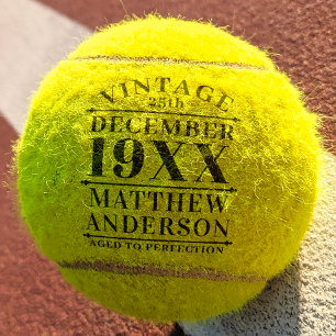 Personalized Vintage Aged to Perfection Tennis Balls