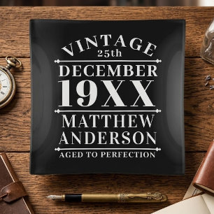 Personalized Vintage Aged to Perfection Trinket Tray